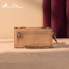 Montana West Cut-Out Embroidered Collection Wallet - Tan