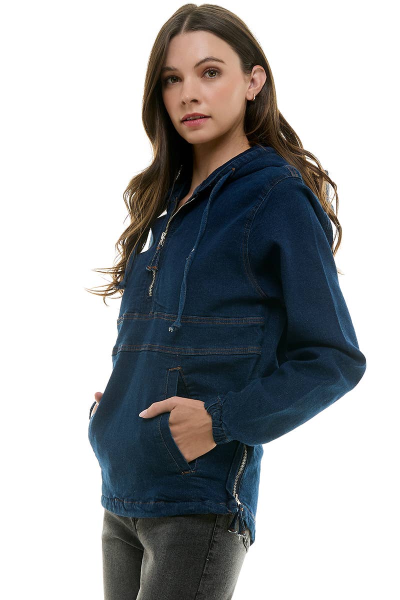The Denim Hoodie Jacket - dark wash