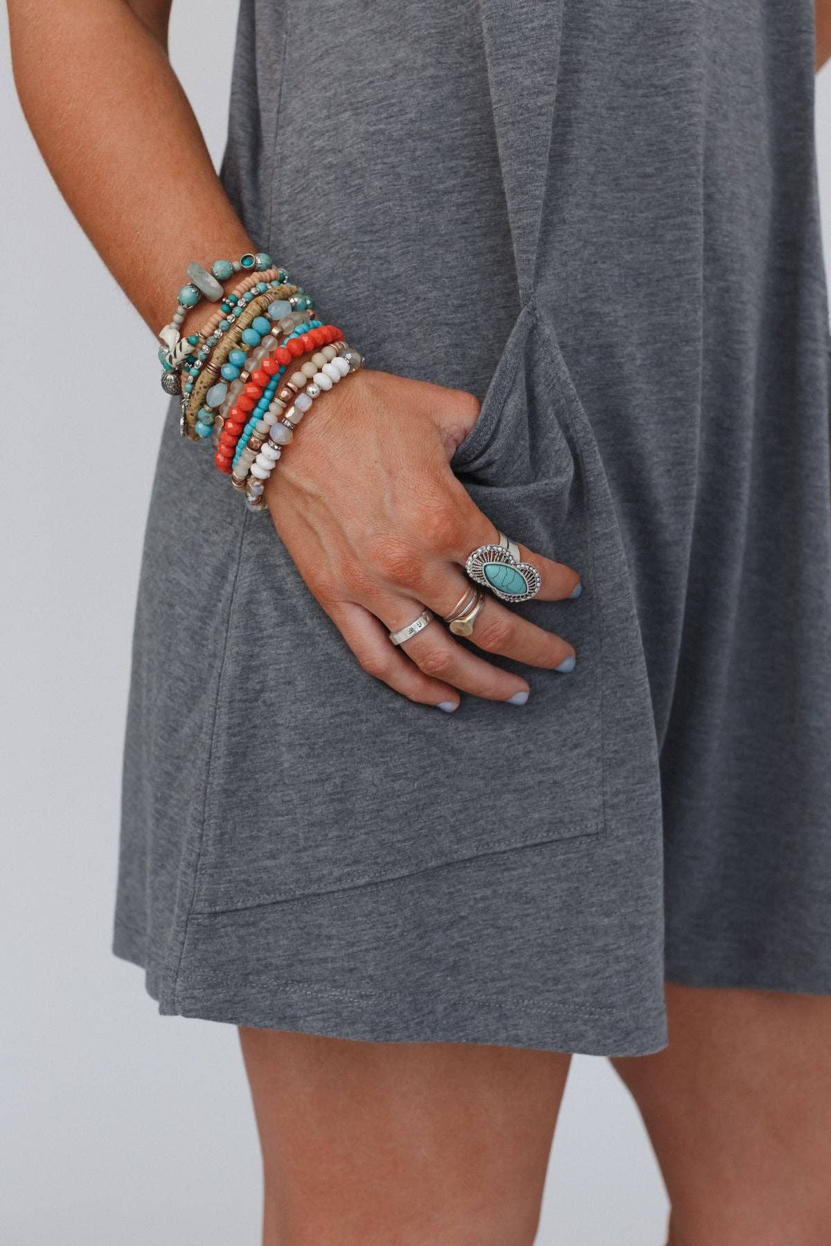 Three Bird Nest - Go West Adjustable Turquoise Ring - Silver