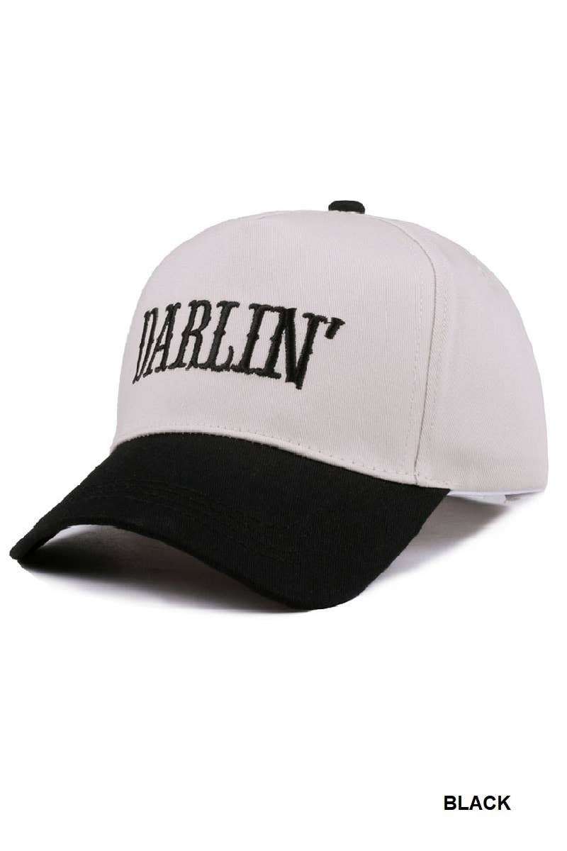 Darlin' Embroidered Two-tone Canvas Cotton Cap