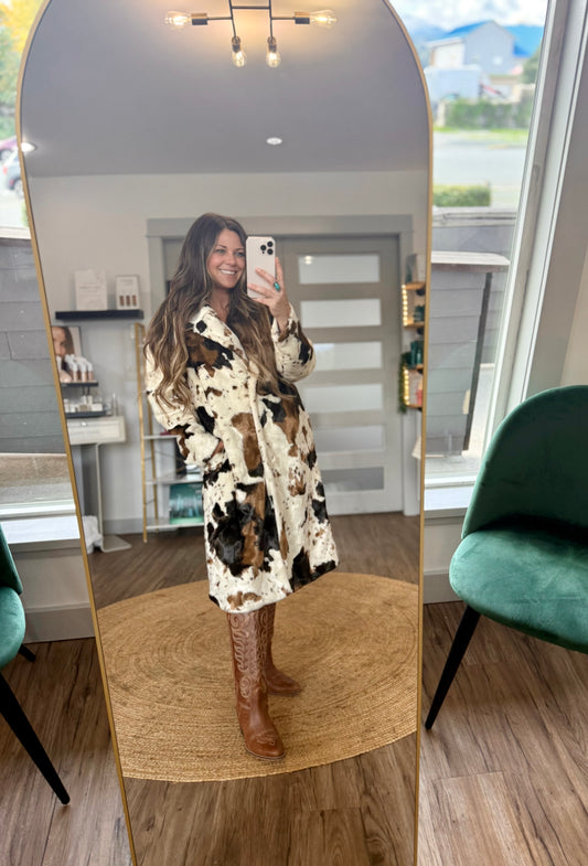 The “Moo” Faux Fur Full Length Coat