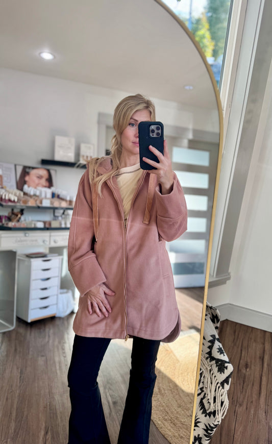 Mystree Hooded Zip Up Jacket - Winter Rose