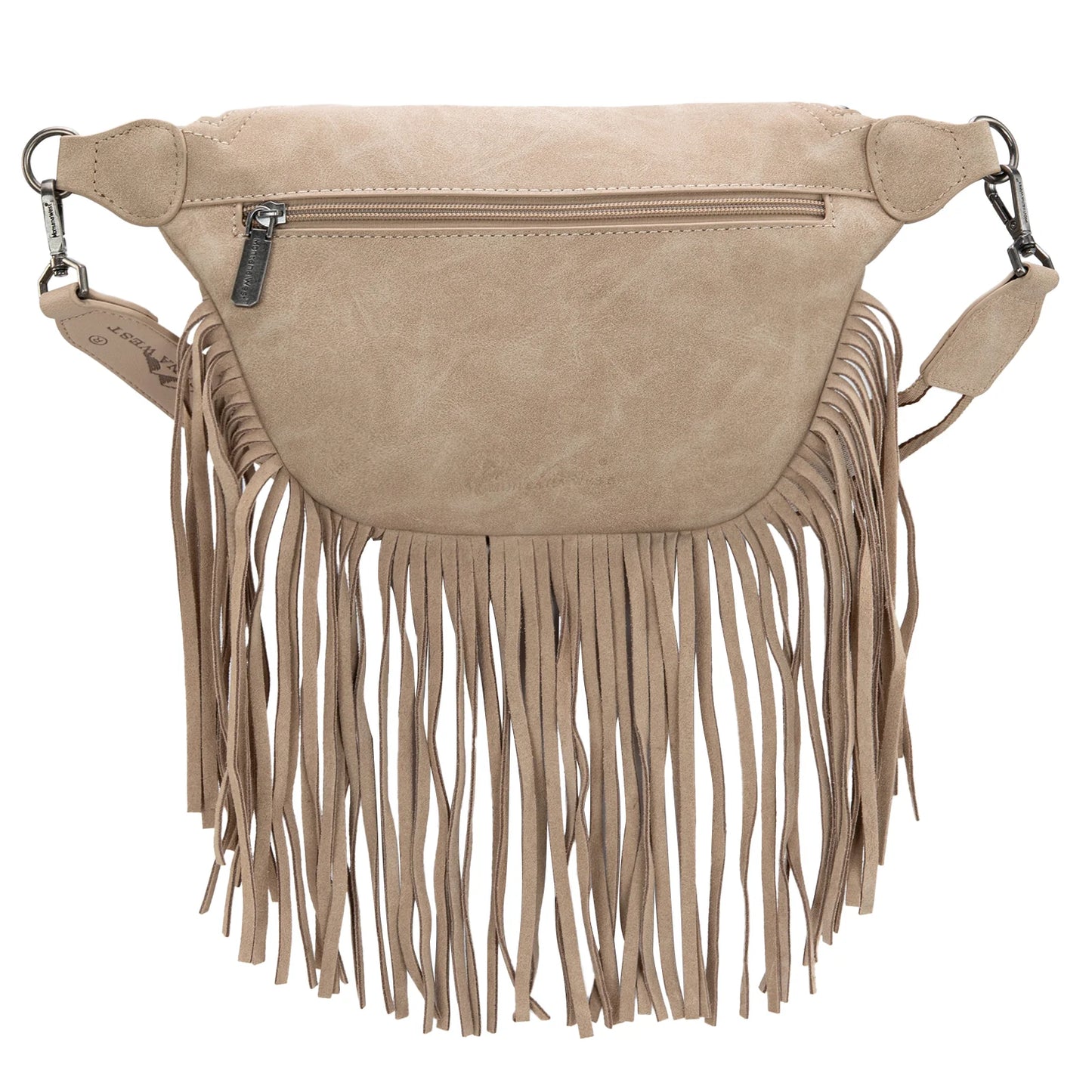 Montana West Floral Tooled Fringe Fanny Pack - Tan