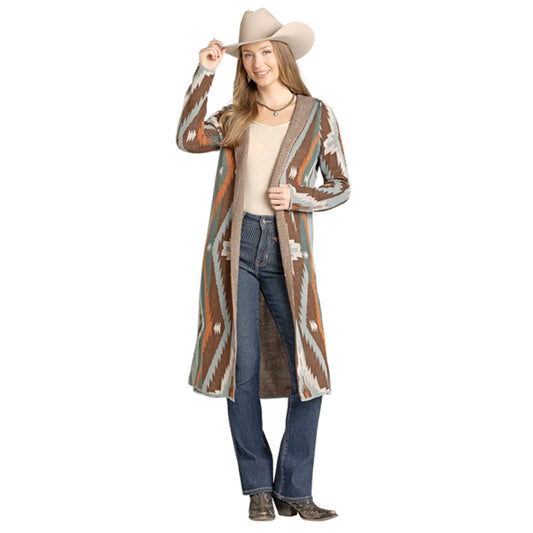 Rock & Roll Denim Brown Aztec Sweater Cardigan