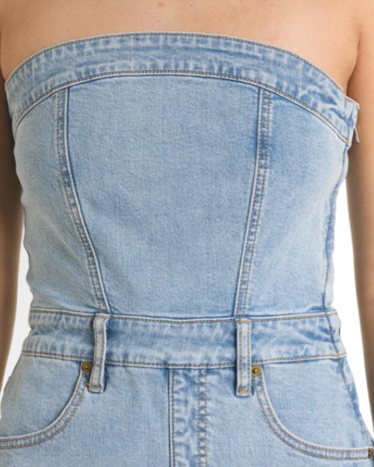 Rock N Roll Denim Detachable Strap Denim Dress - XS