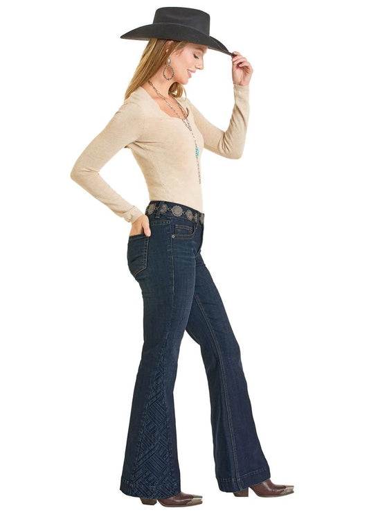 Women's Rock & Roll Denim Midrise Side Insert Trouser Jean