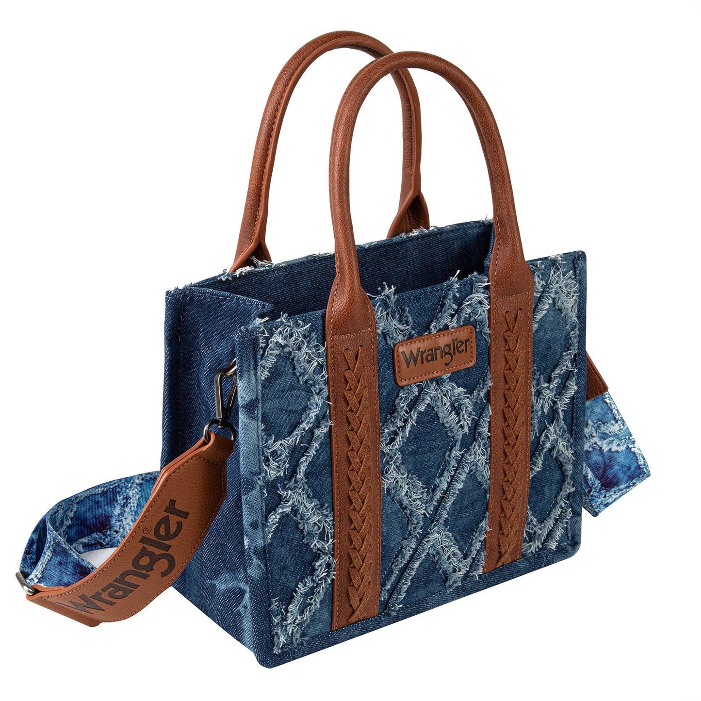 Montana West - Wrangler Denim Frayed Fringe Mini Canvas Tote Bag