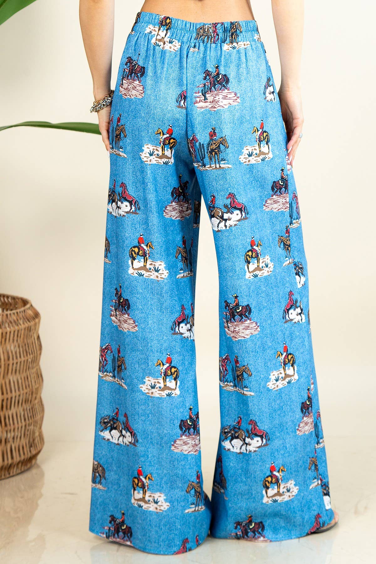 Western Running Horses Wide Leg Dress Pants