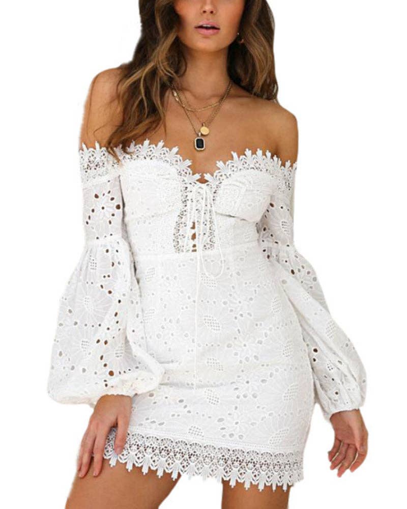The Romantic Lace Long Sleeve Mini Dress
