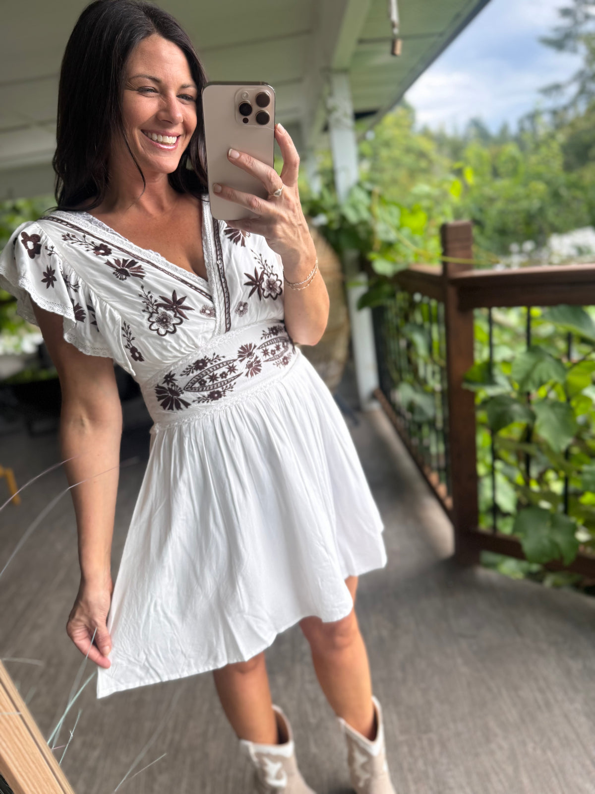 The Prairie Rose Embroidered Mini Dress — Rock & Roll Denim