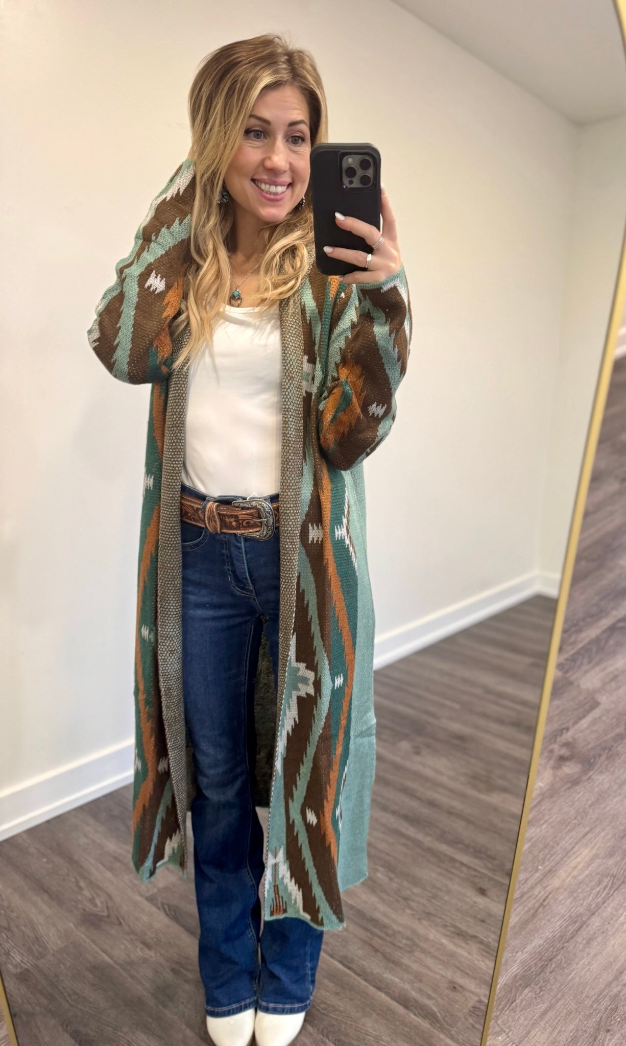 Rock & Roll Denim Brown Aztec Sweater Cardigan