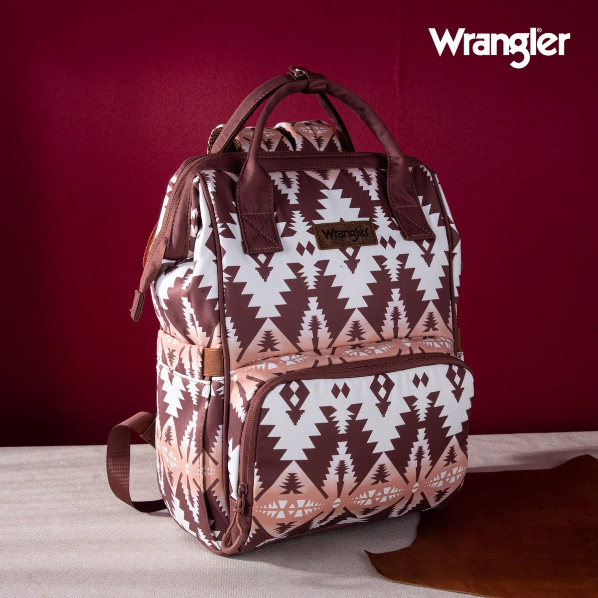 Wrangler® Aztec Callie Diaper Bag Backpack – Brown