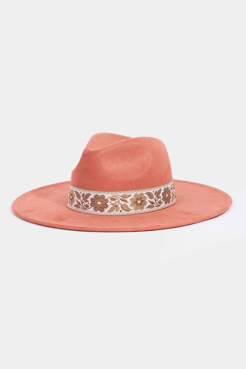 Boho Floral Wide Brim Adjustable Hat