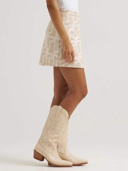 Wrangler Retro® Jacquard Wrap Mini Skirt – White