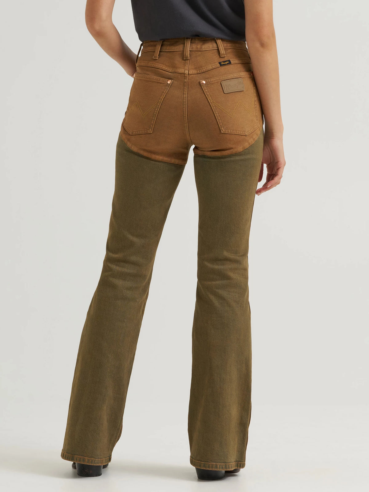 Wrangler® x Lainey Wilson Chap Pieced Flare Jean – Brown