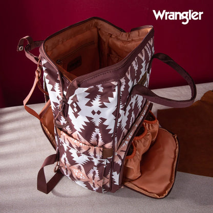 Wrangler® Aztec Callie Diaper Bag Backpack – Brown