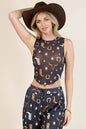 Lucky Cow Mesh Crop Top