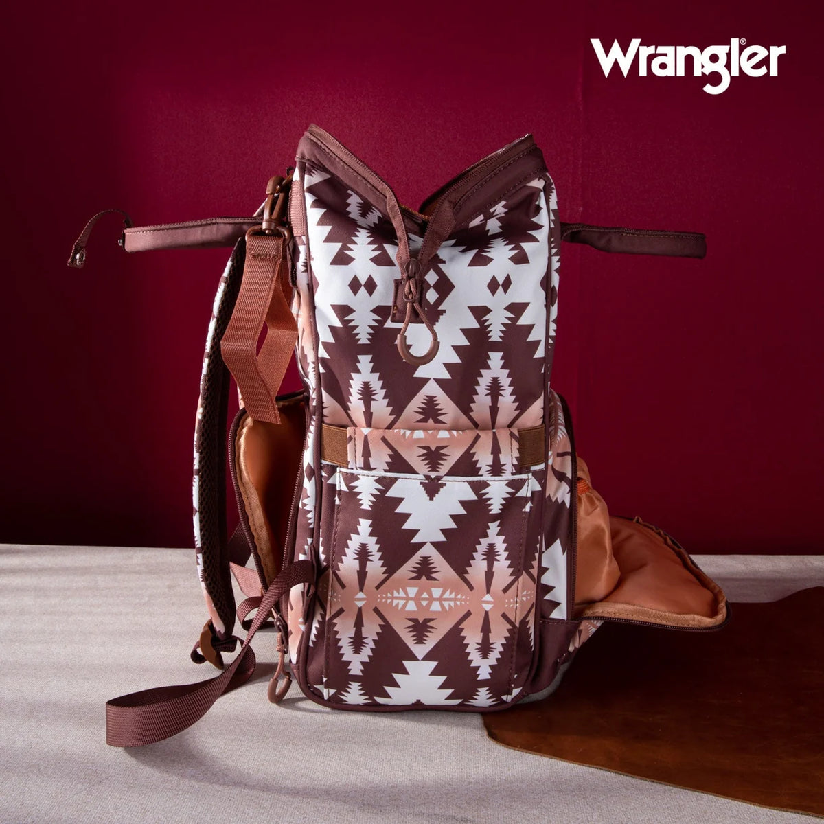 Wrangler® Aztec Callie Diaper Bag Backpack – Brown