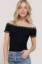 The Midnight Stitch Off-Shoulder Sweater Top