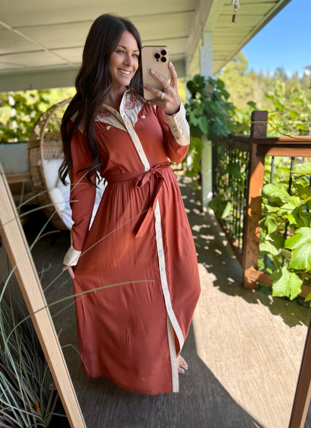 The Copper Canyon Western Maxi Dress by Panhandle🤎
