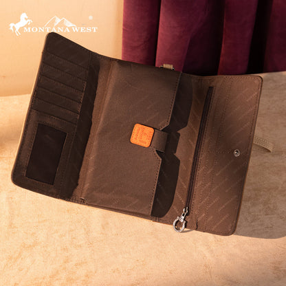 Montana West Cut-Out Embroidered Collection Wallet - Tan