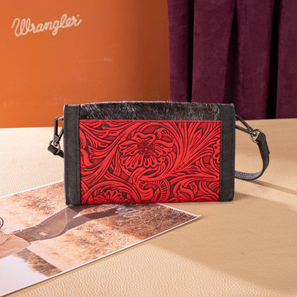 Wrangler Genuine Cowhide Wallet/Wristlet/Crossbody Bag - Red