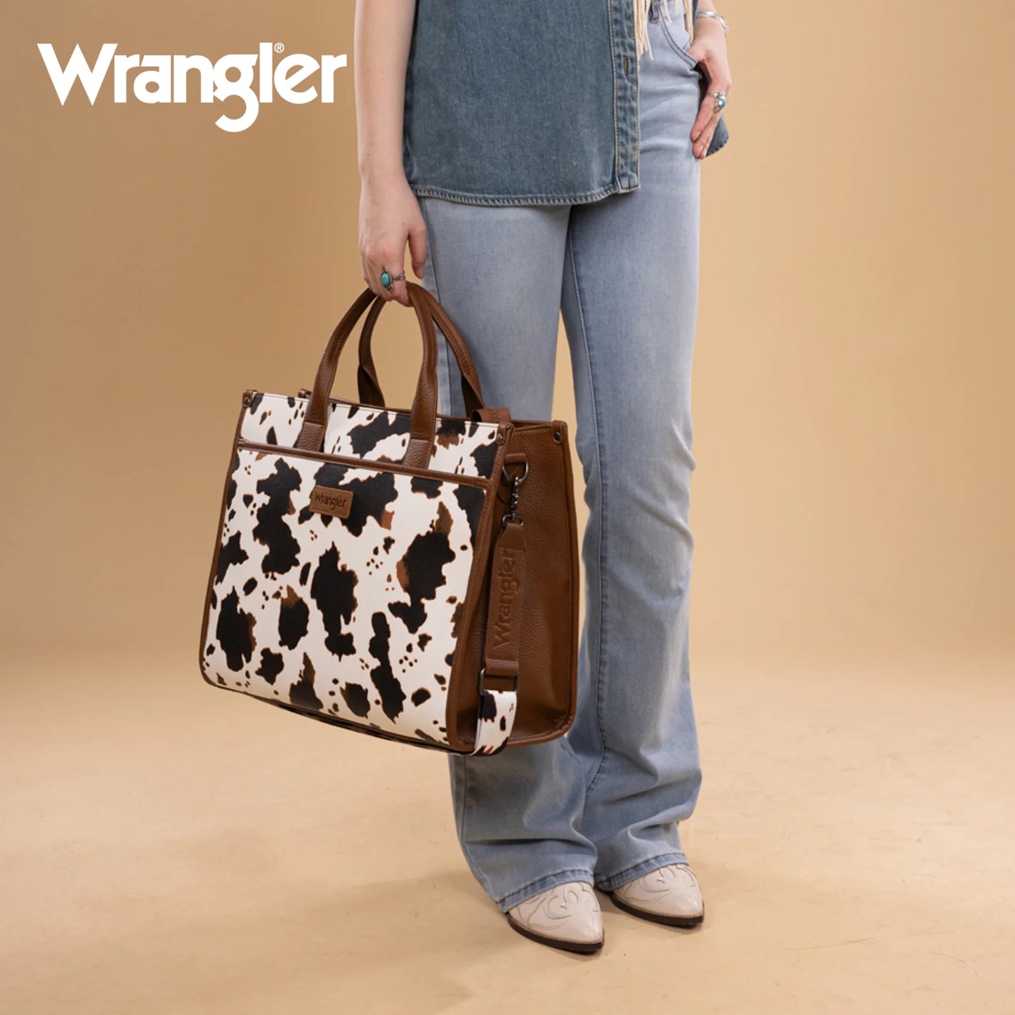 Wrangler Carry-All Large Tote Work Tote /Crossbody - Cow-Brown