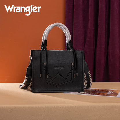 Wrangler Cow Print Tote/Crossbody - Black