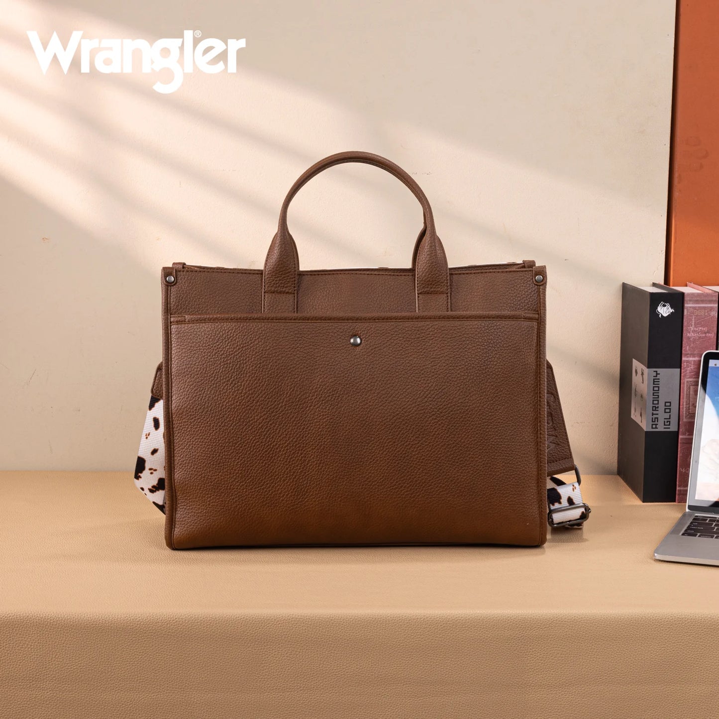 Wrangler Carry-All Large Tote Work Tote /Crossbody - Cow-Brown