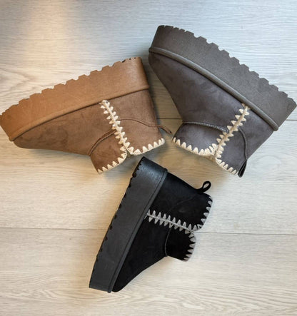 Winter Western Stitched Moon Boots