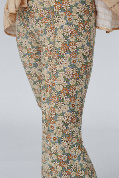 Dream in Flowers Flare Pants - Denim Khaki by Three Birds Nest