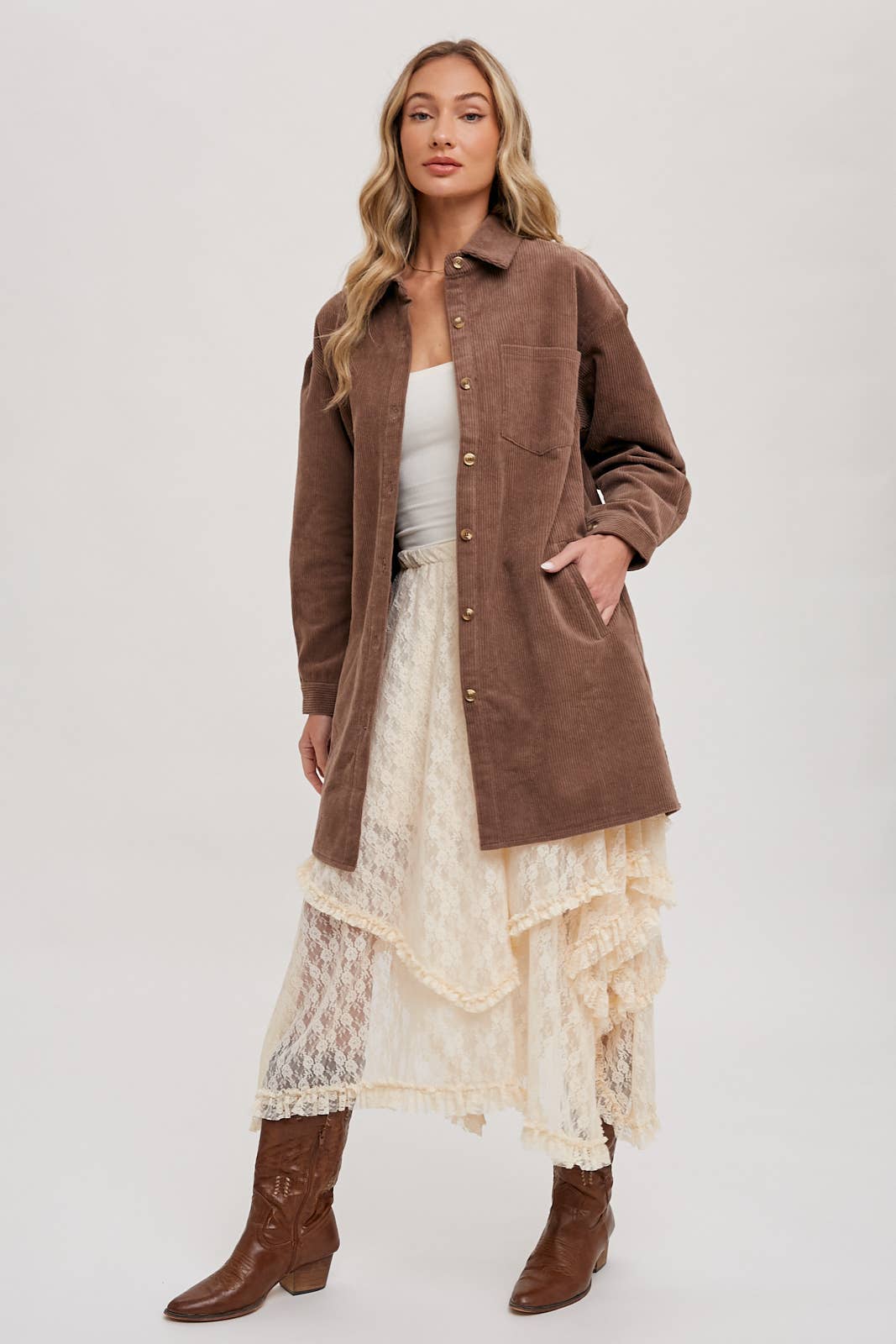 Lace Tiered Midi Skirt