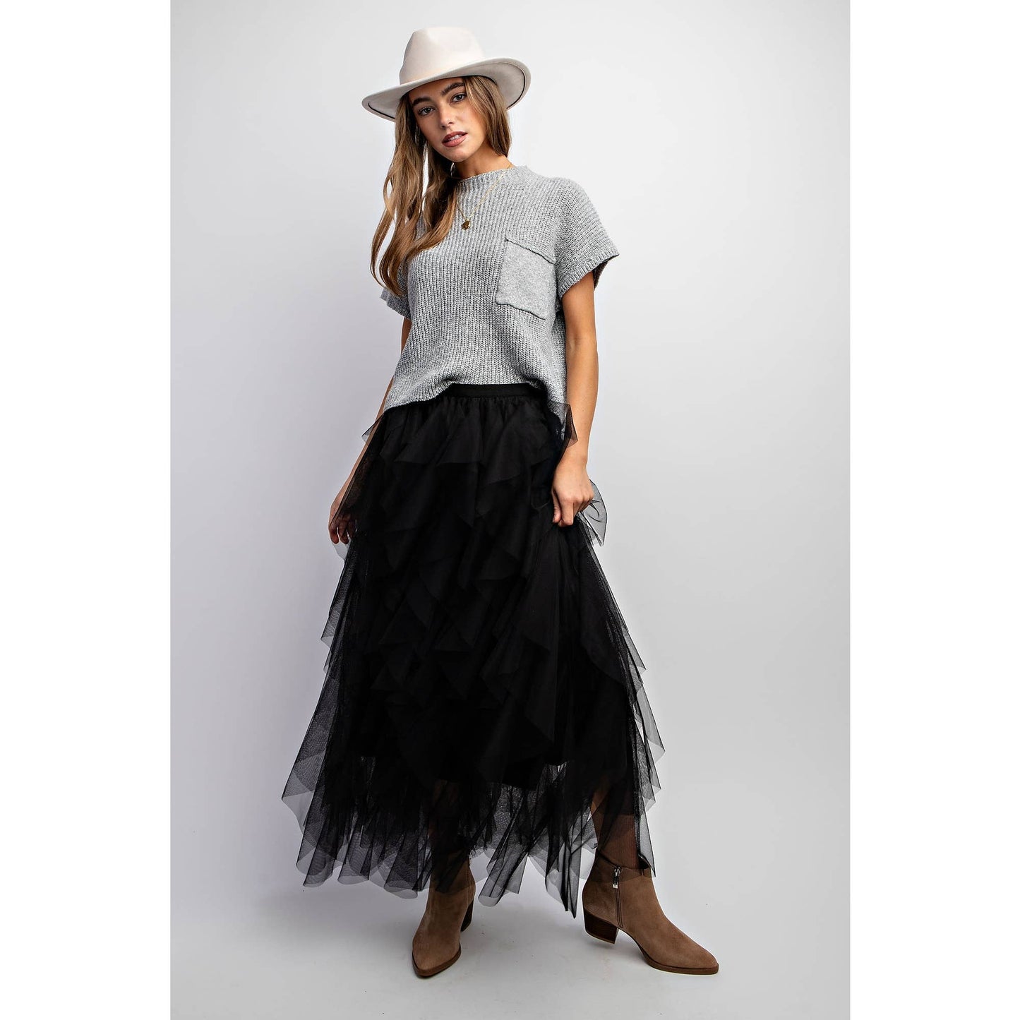 Wanderlust Tulle Maxi Skirt - black
