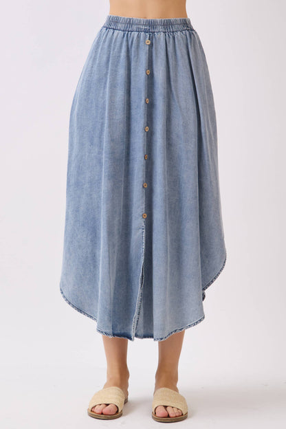 The Blue Sage Tencel Midi Skirt