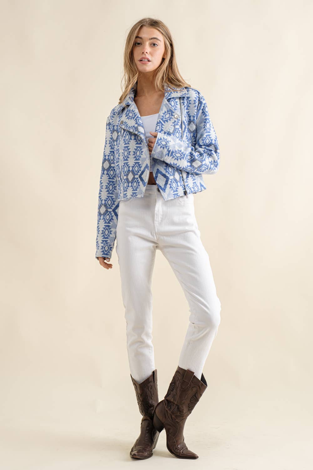 Aztec Crop Moto Jacket