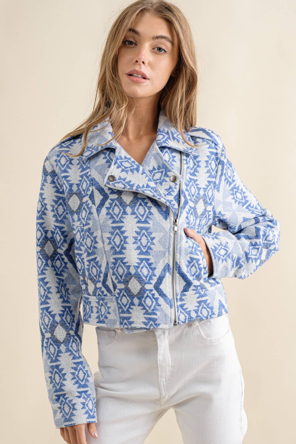 Aztec Crop Moto Jacket