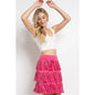 Rhinestone Suede Fringe Skirt - Pink