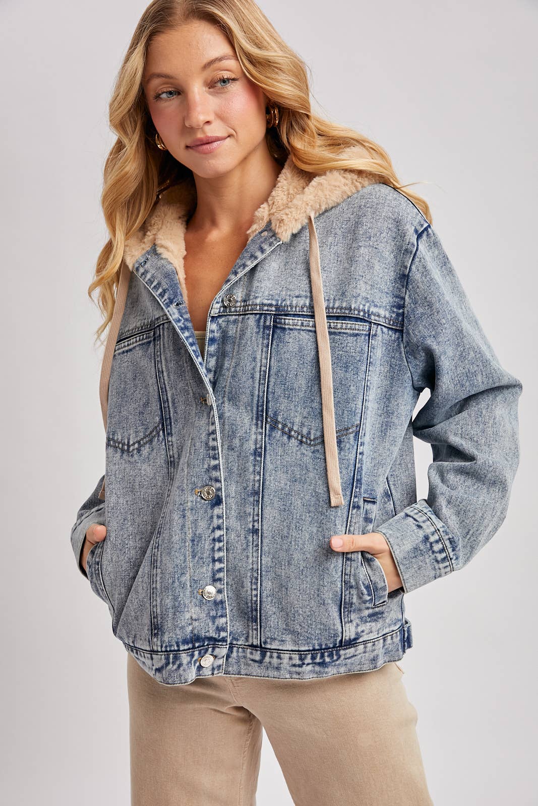 Blue Ridge Teddy Lined Denim Jacket with Hood