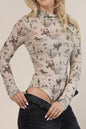 Western Cowboy Mock Neck Mesh Bodysuit