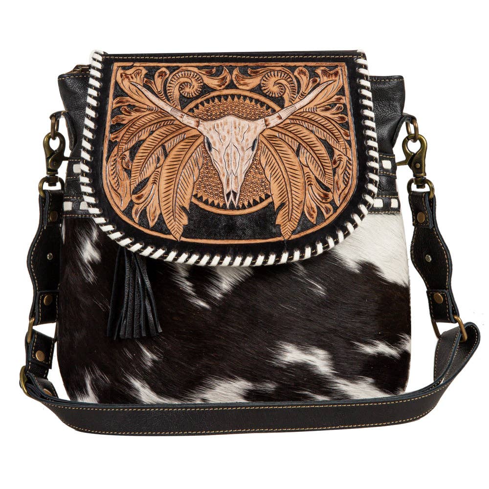 Spirit Of The Herd Hand-Tooled Leather Hair-On Bag