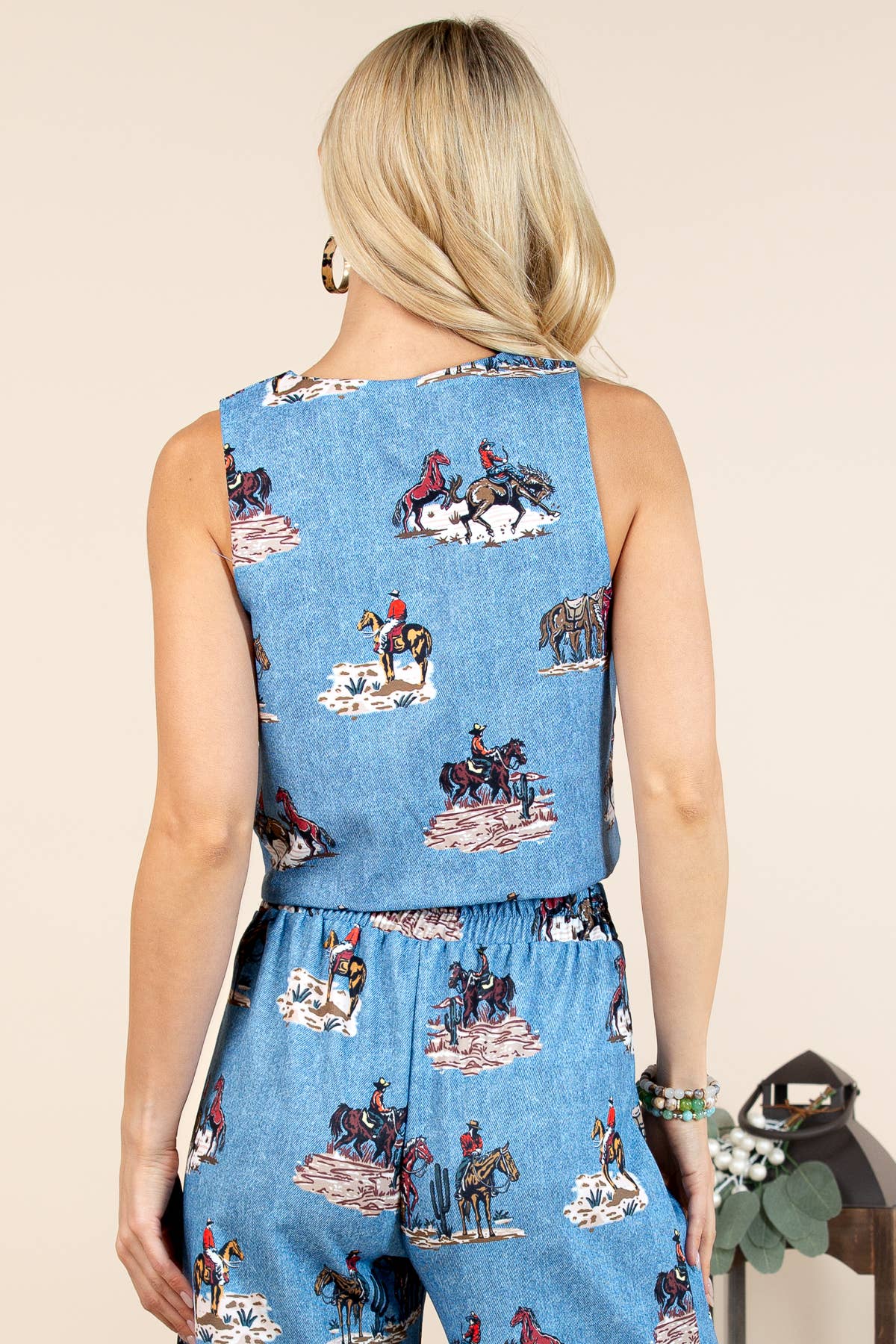 Western Friend Ranch Print Vest Top