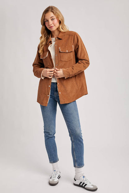 Fireside Corduroy Sherpa Lined Jacket in Camel