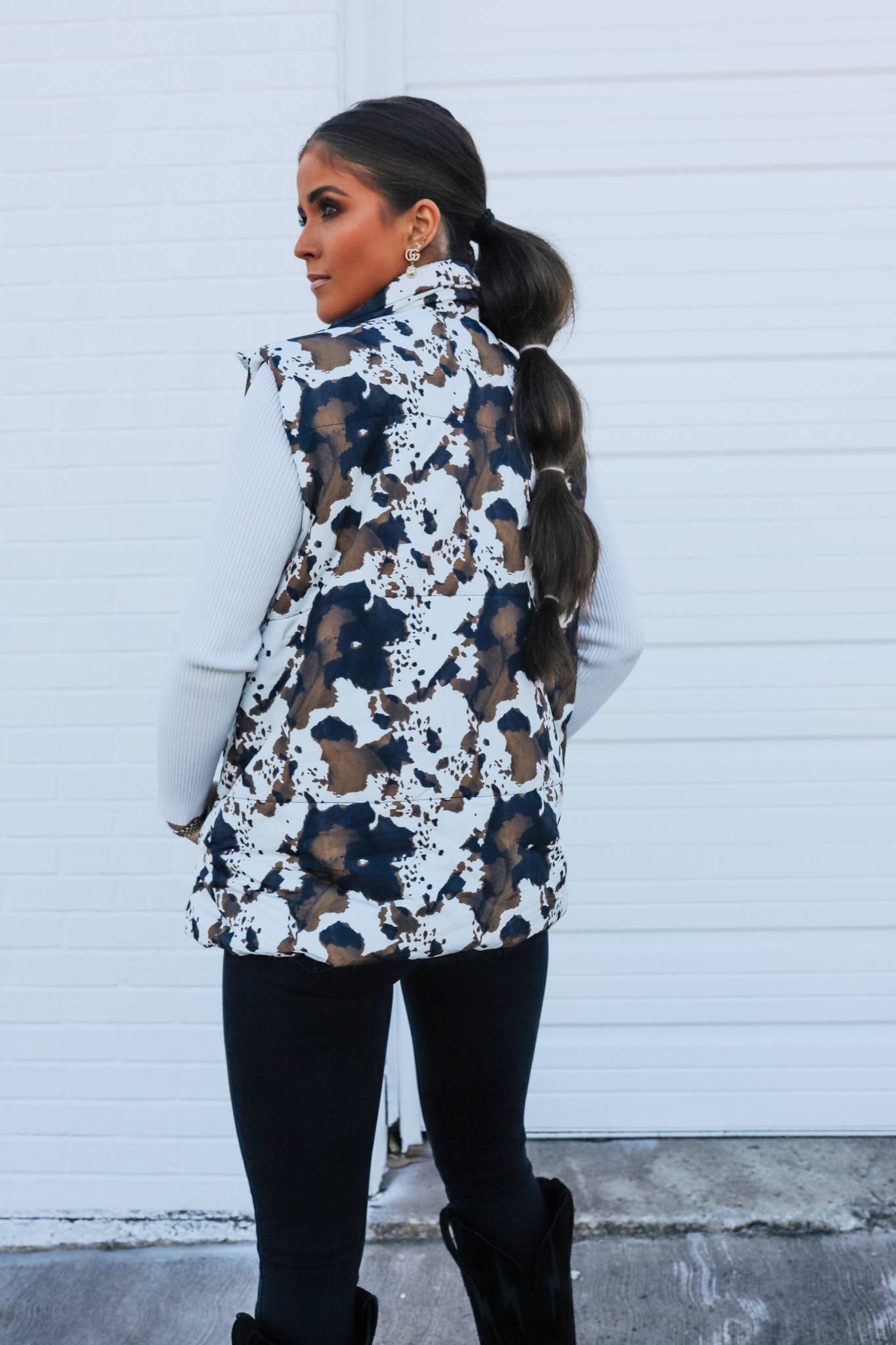 Brown and White Cowhide Vest