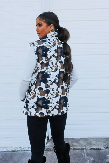 Brown and White Cowhide Vest