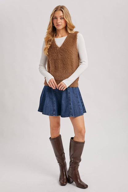 Bluebell A-Line Denim Flare Mini Skirt