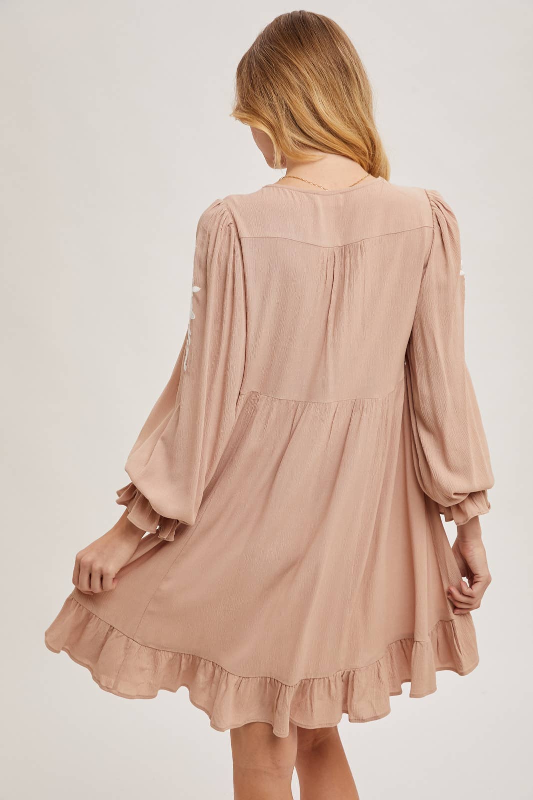 Boho Floral Embroidered Mini Dress