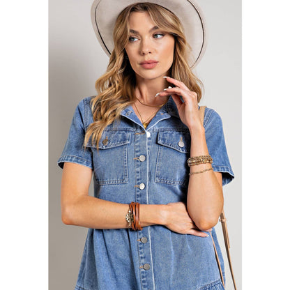 True Blue Denim Button Down Mini