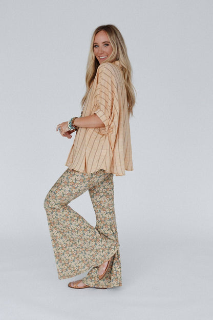 Dream in Flowers Flare Pants - Denim Khaki by Three Birds Nest