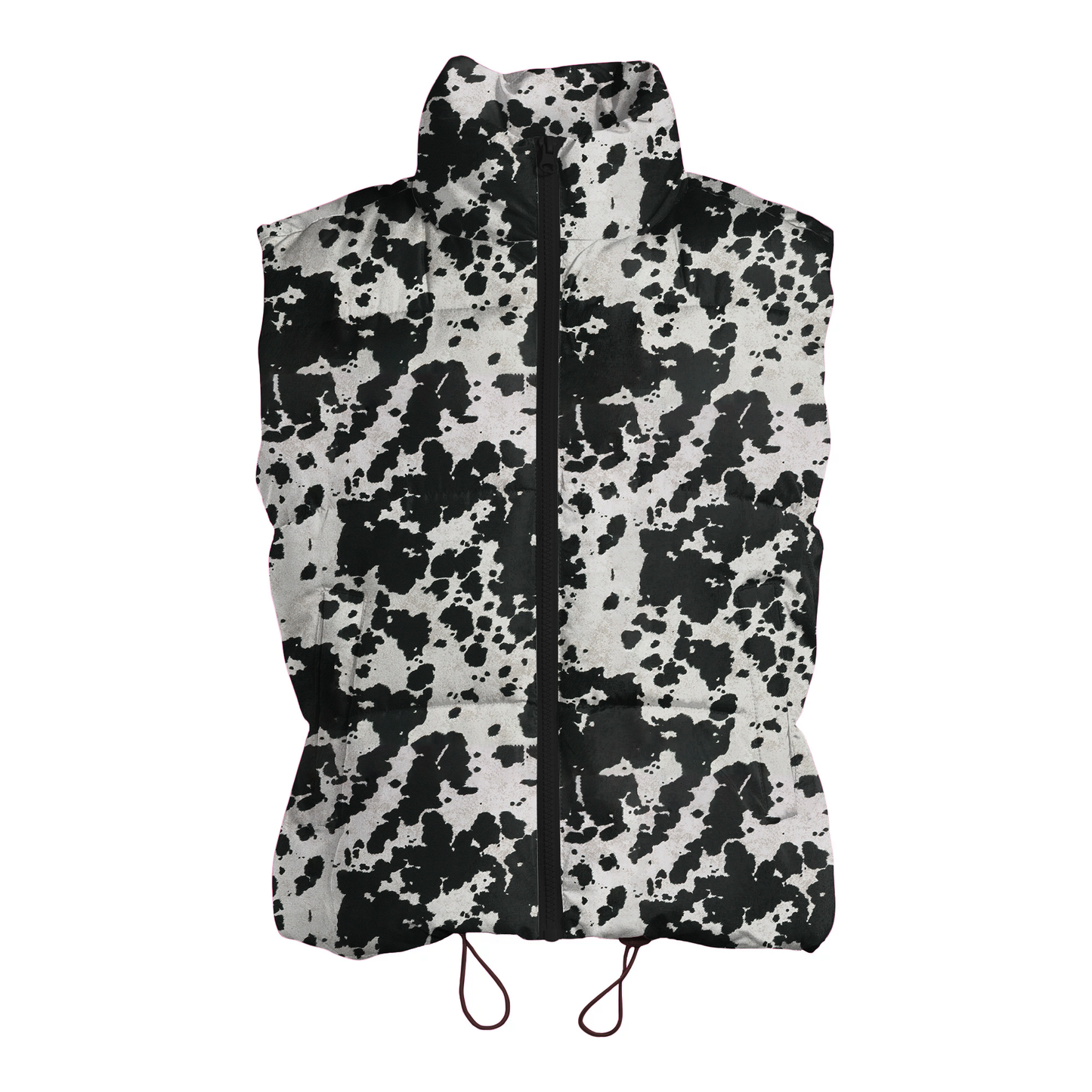 Black and White Cowhide Puffer Vest