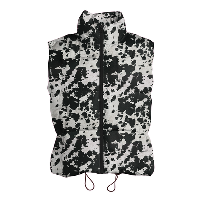 Black and White Cowhide Puffer Vest